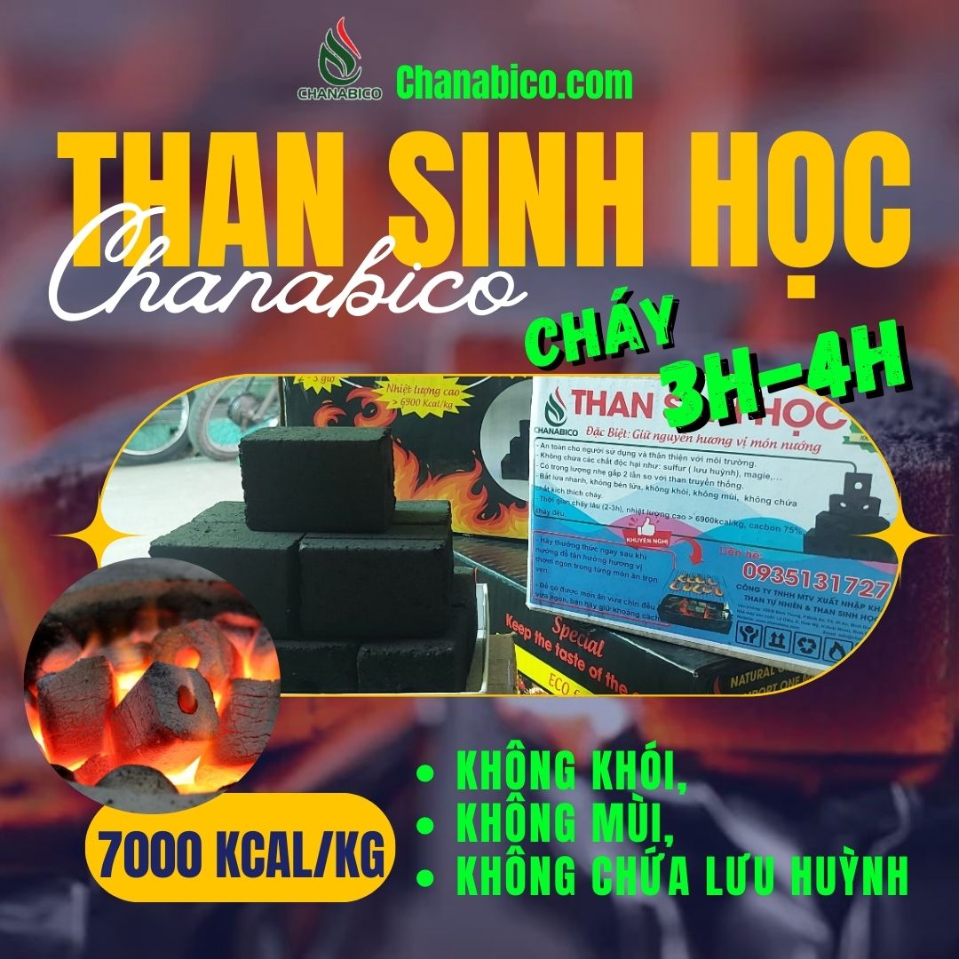 THAN SINH HỌC CHANABICO- THAN SẠCH KHÔNG KHÓI, KHÔNG MÙI